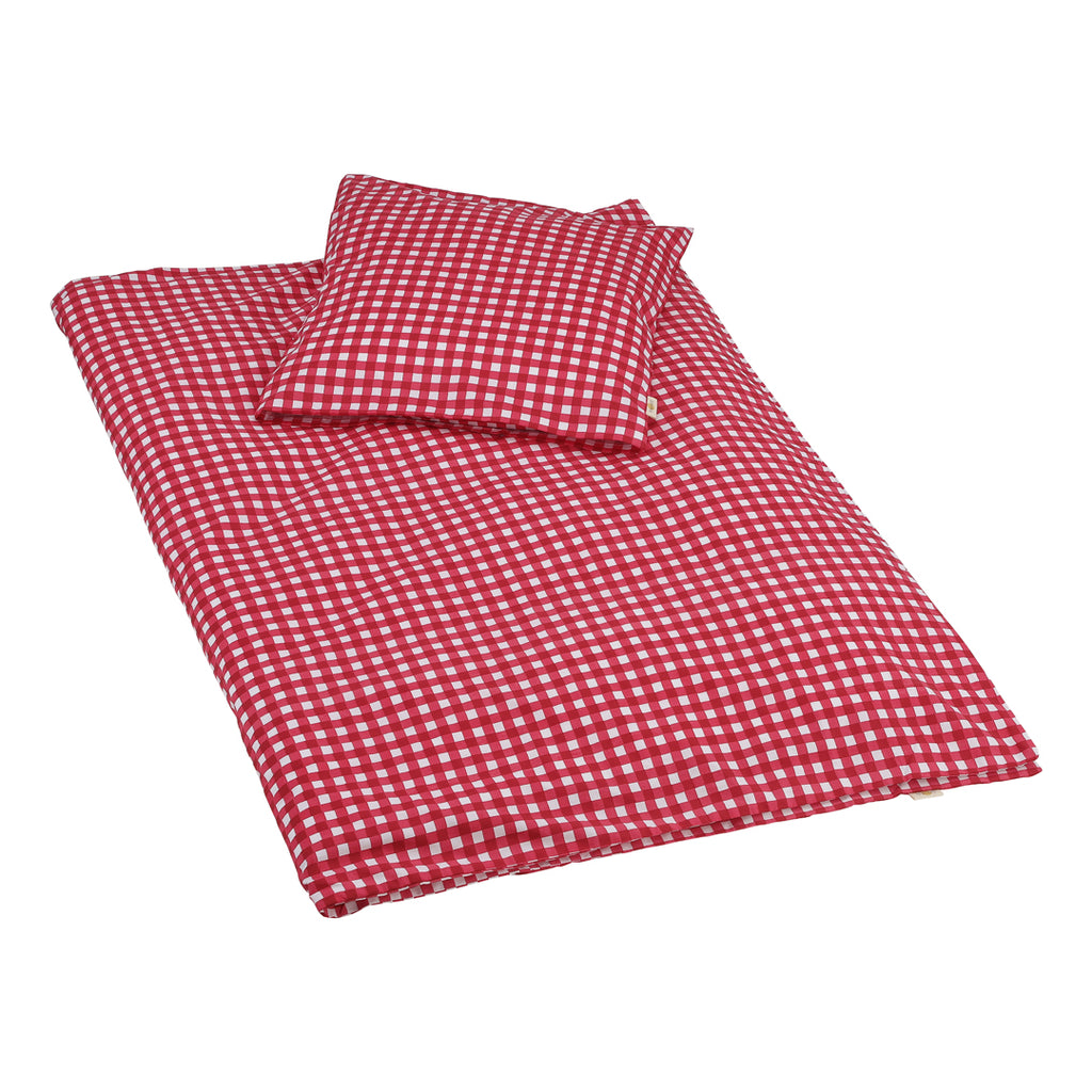 Gingham rød/hvid sengetøj voksen ekstra længde